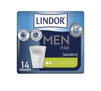Lindor Men: Protectores para Hombres con Pérdidas de Orina, Normal, Compresas y Absorbentes para Incontinencia, 14 unidades