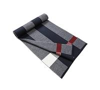 Lindoro Bufanda de lana merina para hombre, bufandas largas de invierno a cuadros cálidas y ligeras de tartán con caja de regalo, Azul marino y Blanco