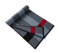 Lindoro Bufanda de lana merina para hombre, bufandas largas de invierno a cuadros cálidas y ligeras de tartán con caja de regalo, Gris claro y oscuro