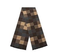 Lindoro Bufanda de lana merina para hombre, bufandas largas de invierno a cuadros cálidas y ligeras de tartán con caja de regalo, Multi Camello a cuadros