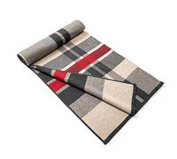 Lindoro Bufanda de lana merina para hombre, bufandas largas de invierno a cuadros cálidas y ligeras de tartán con caja de regalo, Camello