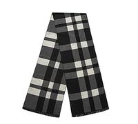 Lindoro Bufanda de lana merina para hombre, bufandas largas de invierno a cuadros cálidas y ligeras de tartán con caja de regalo, Blanco y Negro a cuadros