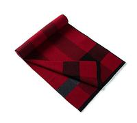 Lindoro Bufanda de lana merina para hombre, bufandas largas de invierno a cuadros cálidas y ligeras de tartán con caja de regalo, Rojo y Gris