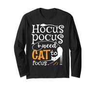 Lindos amantes de los gatos de Halloween - Humor Hocus Pocus Cat Mom & Dad Manga Larga
