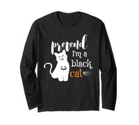 Lindos amantes de los gatos de Halloween - Pretend I'm A Black Cat Mom Dad Manga Larga