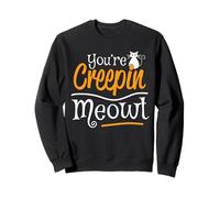 Lindos amantes de los gatos de Halloween - You're Creepin Meowt Cat Mom Dad Sudadera