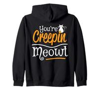 Lindos amantes de los gatos de Halloween - You're Creepin Meowt Cat Mom Dad Sudadera con Capucha