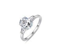 Lindos anillos, anillo simple elegante ovalado de 2 quilates moissanite con 4 garras oro blanco platino talla 60 (19.1)