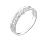 Lindos anillos, anillos para mujer de 2 capas de oro blanco con corte redondo Moissanit platino 950, talla 54 (17,2)