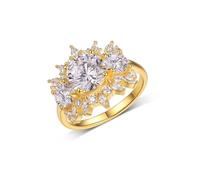 Lindos anillos, anillos para mujer, finos, redondos, con talla redonda de 2 quilates, moissanita, oro amarillo de 9 quilates, talla 58 (18,5)