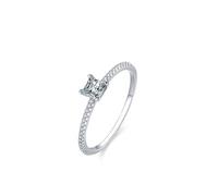 Lindos anillos de propuesta de matrimonio, diseño clásico de fila con 4 capas de diamantes cuadrados de laboratorio de 0,5 quilates y moissanita redonda de oro blanco de 18 quilates, talla 61 (19,4)