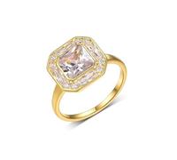 Lindos anillos para mujer, pulgar cuadrado con corte cuadrado de 2 quilates moissanite de 14 quilates, oro amarillo, talla 61 (19,4)