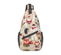 Lindos Animales con muñeco de Nieve Beautiful Village Sling Bag, Mochila de Hombro Paquete de Cofre Causal Crossbody Daypack para Mujeres Hombres Senderismo Viajes