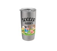 Lindos Animales De Granja Jugando Fútbol F Vaso térmico de acero inoxidable de doble pared