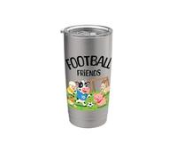 Lindos Animales De Granja Jugando Fútbol F Vaso térmico de acero inoxidable de doble pared
