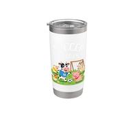 Lindos Animales De Granja Jugando Fútbol F Vaso térmico de acero inoxidable de doble pared