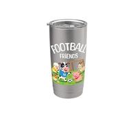 Lindos Animales De Granja Jugando Fútbol F Vaso térmico de acero inoxidable de doble pared