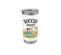 Lindos Animales De Granja Jugando Fútbol F Vaso térmico de acero inoxidable de doble pared