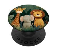 Lindos Animales de la Selva Jirafa Elefante León PopSockets PopGrip Adhesivo