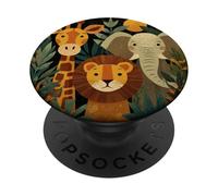 Lindos Animales de la Selva Jirafa Elefante León PopSockets PopGrip Adhesivo