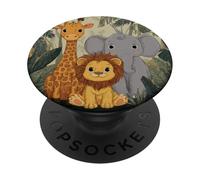 Lindos Animales de la Selva Jirafa Elefante León PopSockets PopGrip Adhesivo