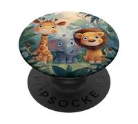 Lindos Animales de la Selva Jirafa Elefante León PopSockets PopGrip Adhesivo