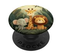 Lindos Animales de la Selva Jirafa Elefante León PopSockets PopGrip Adhesivo