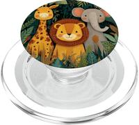 Lindos Animales de la Selva Jirafa Elefante León PopSockets PopGrip para MagSafe