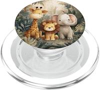Lindos Animales de la Selva Jirafa Elefante León PopSockets PopGrip para MagSafe