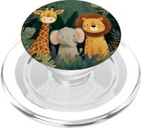 Lindos Animales de la Selva Jirafa Elefante León PopSockets PopGrip para MagSafe