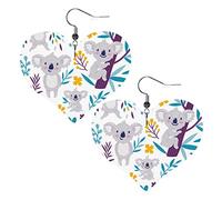 Lindos aretes de cuero de osos Koala, aretes colgantes simples para mujeres y niñas, regalos para ella