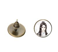 Lindos aretes de tuerca de cristal de Mo Dao Zu Shi, diseño de anime Grandmaster of Demonic Cultivation Wei Wuxian Lan Wangji, aretes redondos de cristal, pequeños aretes de tuerca de cristal de Mo
