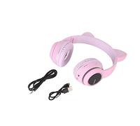 Lindos Auriculares Bluetooth con Orejas de Gato, Auriculares Inalámbricos sobre la Oreja con Modo Dual y Luz LED para Adolescentes y Niños, Soporte de 32 GB, Color Morado