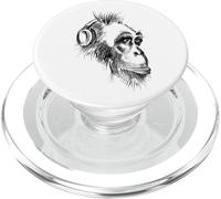 Lindos Auriculares chimpancé Amante de la música lápiz Dibujo Arte PopSockets PopGrip para MagSafe