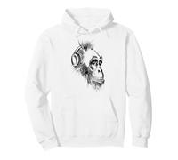 Lindos Auriculares chimpancé Amante de la música lápiz Dibujo Arte Sudadera con Capucha