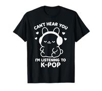 Lindos Auriculares K-Pop Bunny Camisa Divertida música Coreana Fandom Camiseta