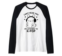 Lindos Auriculares K-Pop Bunny Camisa Divertida música Coreana Fandom Camiseta Manga Raglan