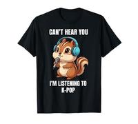 Lindos Auriculares para Amantes de la música Kawaii con Ardilla K-Pop Camiseta