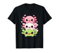 Lindos Axolotls Apilados Kawaii Happy Axolotl Friends Camiseta gráfica económica, Hombre, Negro, XL