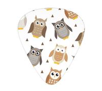 Lindos búhos de dibujos animados,12 púas de guitarra, 3 grosores diferentes para guitarra acústica, bajo y ukelele