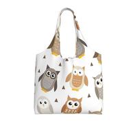 Lindos búhos de dibujos animados,Bolsas de mano reutilizables, bolsas de supermercado, bolso de hombro de lona de gran capacidad