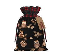 Lindos búhos de dibujos animados marrones de 4.7 x 6.9 pulgadas, bolsa de regalo de gran capacidad con cordón para tus preciosos regalos de Halloween, 1 unidad