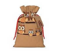 Lindos búhos de dibujos animados marrones grandes, 1 bolsa de material duradero de 4.7 x 6.9 pulgadas con cordón para regalo elegante de Halloween