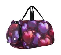 Lindos búhos de Navidad para niñas, bolsas de lona para viajes, fin de semana, noche, baile, bolsa de lona para niños, Corazones rojos y morados 3D Love, Classic