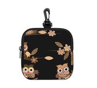 Lindos búhos Marrones de Dibujos Animados,Bolsa de Almacenamiento Cuadrada con Cremallera, Monedero de Neopreno, Carteras pequeñas, Monedero pequeño, Monedero