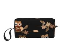 Lindos búhos Marrones de Dibujos Animados, Bolsa de Maquillaje Bolsa de cosméticos Bolsa de artículos de tocador de Viaje portátil Bolsa de Maquillaje