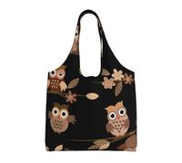Lindos búhos marrones de dibujos animados,Bolsas de mano reutilizables, bolsas de supermercado, bolso de hombro de lona de gran capacidad