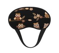 Lindos búhos marrones de dibujos animados, Cubiertas oculares completas, antifaces para dormir que bloquean la luz, orejeras opacas para dormir