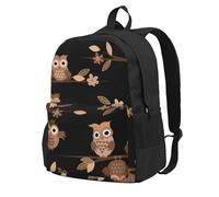 Lindos búhos marrones de dibujos animados,Mochila con bolsillos, mochila informal para el día a día, resistente al agua, ideal para la escuela, viajes