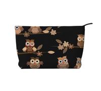 Lindos búhos Marrones de Dibujos Animados,Neceser de Pana, Neceser de Maquillaje portátil, Neceser de Viaje